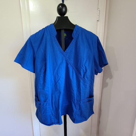 Healing Hands Womens Blue Scrub Top - Picture 1 of 3